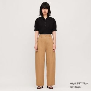 UNIQLO WOMEN U WIDE-FIT CURVED PANTS in #61 Brown